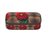 Zhuanyun Bolsa de almacenamiento de gran capacidad, caja de suministros de oficina, tablero de madera, bolsa de maquillaje de flores rojas, organizador de escritorio con elegante