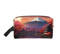 Zhuanyun Bolsa de almacenamiento de viaje con estampado de paisaje Fuji de Japón, bolsa de almacenamiento diario, artículos de aseo de viaje, bolsa de almacenamiento con cremallera para cosméticos