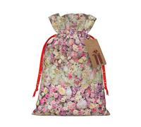 Zhuanyun Bolsa de regalo estampada con grupo de flores rosas, bolsa de regalo de lino, fácil de guardar para regalos y cosas diarias