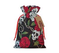 Zhuanyun Bolsa de regalo estampada con ojos de calaveras de rosa, bolsa de regalo de lino, fácil de guardar para regalos y cosas diarias