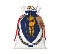 Zhuanyun Bolsa de regalo impresa con la bandera del estado de Massachusetts, bolsa de regalo de lino, fácil de guardar para regalos y cosas diarias