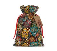 Zhuanyun Bolsa de regalo impresa estilo Sugar and Skulls, bolsa de regalo de lino, fácil de almacenar regalos y necesidades diarias
