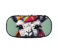 Zhuanyun - Estuche para lápices con compartimento para cremallera, diseño de llamas in a scarf, Negro , talla única, Portabilidad: