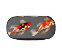Zhuanyun Estuche tradicional con estampado de carpas koi con lunares con compartimento con cremallera, estuche de papelería, caja de almacenamiento de suministros de oficina