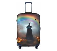 Zhuanyun Funda de equipaje de viaje lavable con diseño de sombrero de bruja fantasma arcoíris para Halloween, diseño abstracto colorido, Blanco, L