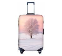 Zhuanyun Funda de equipaje de viaje lavable con estampado de árbol de nieve blanca con estampado abstracto colorido, Blanco, L