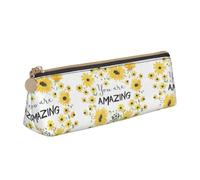 Zhuanyun Wild Daisy Flower Print Triángulo Cuero Papelería Bolsa de Almacenamiento Multifuncional Bolsa de Cosméticos Uso Diario