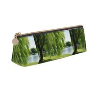 Zhuanyun Willow Tree Print Triángulo Cuero Papelería Almacenamiento Bolsa Multifuncional Bolsa de Cosméticos Uso Diario