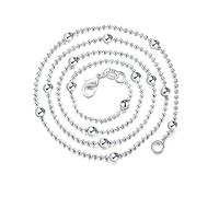 ZHUDJ Collar de Gargantilla con Cuentas de Plata de Ley 925, Collar de eslabones de joyería para Mujer y niña, Cadenas de Bolas de 16-24 Pulgadas + Cierre de Langosta de 55 cm
