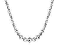 ZHUDJ Collar de Gargantilla de Plata 925 para Mujer, Collares de Bola de Cadena Larga de Cuentas Grandes de Plata de Boda