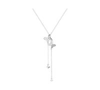 ZHUDJ Collar de Plata de Ley 925 con Borla de Cristal y Doble Mariposa para Mujer, Gargantilla, joyería para prevenir alergias