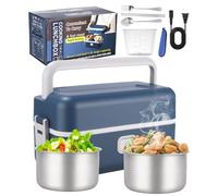 Zhufas Fiambrera Eléctrica 200w, 220V Lunch Box Portatil, 1,2L Taper Electrico para Comida, Fiambrera Termica en Acero Inoxidable, con Juego de Cubiertos,Fácil Limpieza,para Escuela,Oficina y familia