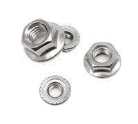 zhuguim 2/10X M4 M5 M6 M8 M10 M12 rosca inversa izquierda 304 A2 hexagonal de acero inoxidable dentado bloqueo Spinlock tuerca con reborde(10pcs M6)