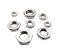 zhuguim 5/50 Uds DIN439 GB6172 304 tuerca hexagonal de acero inoxidable delgada for perno tornillo M2 .5 M3 M4 M5 M6 M8 M10 M12 M14 M16(50pcs M3)