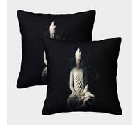 ZHUICHENG Buda Fundas Cojines Antialérgicas 2 Piezas Estatua de Buda Funda De Almohada Diseño 3D Un Detalle Romántico para La Persona Que Amas 50x50cm