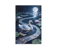 ZHUICHENG Cisne mudo Arte De Pared/Póster-Cisne blanco Cuadro En Lienzo 3D Para Salón&Dormitorio.Colores Vivos & Fácil Instalación,Inspirado En Murales De Barcelona 16x24inch(40x60cm)