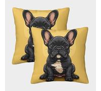 ZHUICHENG French Bulldog Fundas Cojines Decorativa Juego De 2 Bulldog Negro Funda De Almohada Funda De Cojín 3D con Funda De Cojín para Sofá 45x45cm