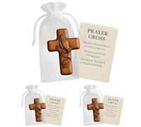 ZhuiFengA Cruz de madera de bolsillo, Cruz de mi corazón, Regalo de aliento, Cruz para aliviar el estrés, Cruz de oración para la mano, Cruz de bolsillo, Regalos cristianos para mujeres(3pcs)
