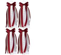 ZhuiFengAA 4 lazos rosas para botas, para encaje, perlas y cinta a cuadros, accesorios para botas de mujer, para sombreros, cabello, ropa y bodas(Red,9.8inch)