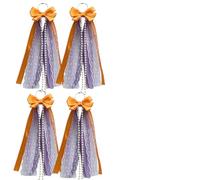 ZhuiFengAA 4 lazos rosas para botas, para encaje, perlas y cinta a cuadros, accesorios para botas de mujer, para sombreros, cabello, ropa y bodas(Orange,13.8inch)