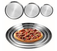 ZhuiFengAA Juego de 3 bandejas para pizza de acero inoxidable, 5.9''/7.9''/11.8'', redondas, para hornear pizzas, ideales para cocina, hogar y restaurante.(Silver)