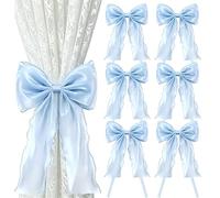ZhuiFengAA Sujetadores de Cortina con Lazo francés, sujetacortinas de Cinta Sedosa con Lazo, para Cortinas Transparentes, Accesorios Decorativos para Cortinas (Paquete de 6)(Blue)