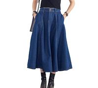 ZhuiKun Falda Vaquera Mujer Falda de Mezclilla Faldas Plisada Largas de Fiesta Azul Marino XL