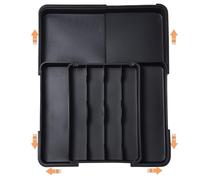 ZHUIYIWIN Organizador de cajones de cubiertos, organizador de cajones de cocina expandible, bandeja de utensilios expandible con 2 bloques de cuchillos extraíbles, organizador de utensilios para