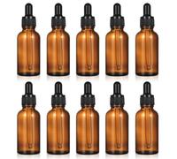 Zhujiehigh 10 Pcs Goteros Cuentagotas, Ambar Frasco Cuentagotas Cristal 30ml, Botellas de Vidrio ámbar con gotero para perfumes, laboratorios, hogar, viajes, aceites esenciales y líquidos