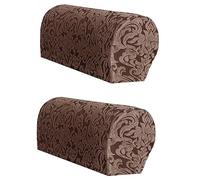 ZHULONGRUSHUI Juego de 2 fundas elásticas suaves para reposabrazos de jacquard, funda antideslizante para sillas/sofás, fundas protectoras de muebles para sillón reclinable, juego de 2 (café oscuro)