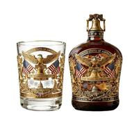 ZHUMCCY Botella de Whiskey | 350 ml Águila del 250 Aniversario 1776-2026,Set de la Botella Licor Patriótico y Vasos Whiskey,Para Coleccionista, Celebración del Día Independencia, Bar en la Casa y