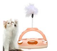 ZHUMCCY Juguetes Estimulantes para Gatos - Juguete De Bola con Plato Giratorio Y Puzzle para Gatos | Bola De Inteligencia con Plumas | para Estimulación Mental, Ejercicio y Enriquecimiento del