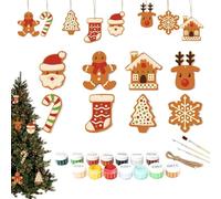 ZHUMCCY Kit Manualidades Navidad Con Pintura Y Pinceles,Artesanales Para Árbol De Navidad - Decoración de Madera para Habitación Escuela Oficina Apartamento Residencia | para Coche Cumpleaños Acción