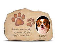 ZHUNYSU Piedras conmemorativas de mascotas para perro y gato, piedra de lápida de perro personalizada, marcador de tumba de gato, huellas de patas, regalo de pérdida de mascotas (huellas de mascotas +