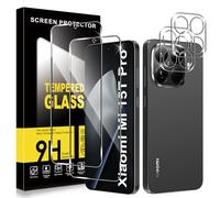 ZhuoFan 2 Piezas Protector de Pantalla para Xiaomi Mi 15T Pro, con 2 Piezas Protector de Lente de Cámara, Ultra HD Cristal Templado, Dureza 9H, Anti Arañazos, Sin Burbujas