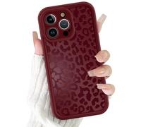 ZhuoFan Funda para iPhone 16 Pro 6,3”, Aesthetic Leopardo Dibujos Carcasa Rojo Mate Case Ultra Suave Delgada Silicona Antigolpes Bumper Protección de la cámara Cover, 06
