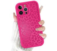 ZhuoFan Funda para iPhone 16 Pro MAX 6,9”, Aesthetic Leopardo Dibujos Carcasa Rosa Roja Mate Case Ultra Suave Delgada Silicona Antigolpes Antiarañazos TPU Bumper Protectora Cover, 04