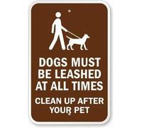 ZHUOHAOZI Letrero de seguridad con texto en inglés «Dogs Must Be Leashed at All Times». Letrero de seguridad con texto en inglés «Clean Up After Your Pet Safety Signs» de 8 x 12 pulgadas, letrero de