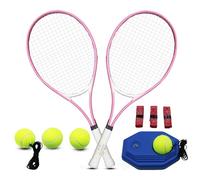 ZHUOKECE Raquetas de tenis para adultos, 2 jugadores, juego de raquetas de tenis recreativas para principiantes y profesionales con 4 pelotas de tenis, 3 overgrips, 1 bolsa de tenis (rosa)