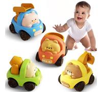 ZHUOYOU Coche Juguete para Bebé, 4 Piezas Impulsado por Fricción Juguete de Vehículos, Mini Juguetes para Camiones de Animales, Educativo Regalo de Camion para 1 2 3 Años Ninos Ninas