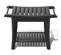 ZHUOYUE Taburete de Ducha de bambú Impermeable con Estante de Almacenamiento para afeitarse Las piernas o Asiento de baño de SPA en el baño y Ducha Interior para Adultos Mayores (24 x 13.4 x 18.5