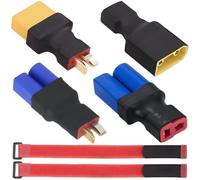 ZHUROUPU 2 adaptadores inalámbricos con Conectores Macho y Hembra EC5 a T-Plug Deans, 2 Conectores Macho y Hembra XT90 a Deans T Plug con contactos de Cobre chapados en Oro y Carcasa PA66