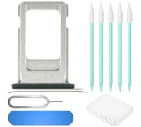 ZHUROUPU 9 en 1 Reemplazo del Soporte de la Ranura de la Bandeja de una Sola Tarjeta SIM, Pin de expulsión Abierto de la Bandeja de la Tarjeta SIM para iPhone 13/13mini (6.1") (Starlight, SIM única)