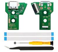 ZHUROUPU JDS-030/JDM-030 Reemplazo Micro USB Puerto de Carga Adaptador Parte de la Parte del Circuito de Cargador con Cable Flexible de 12 Pines y luz LED para Sony para el Controlador para PS4