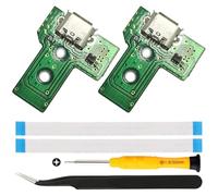 ZHUROUPU JDS-040/JDM-040 Reemplazo Micro USB Puerto de Carga Adaptador Part Circuito de Encogimiento de Cargador con Cable Flexible de 12 Pines y luz LED para Sony para el Controlador para PS4