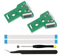 ZHUROUPU JDS-055/JDS-050 Reemplazo Micro USB Puerto de Carga Adaptador Part Circuito de Cargador Circuito con Cable Flexible de 12 Pines y luz LED para el Controlador para PS4
