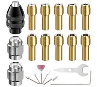 ZHUROUPU Juego de Pinzas para portabrocas 4486, Accesorio para portabrocas de Herramienta rotativa Dremel, 17 Piezas, sustitución de vástago de 0,8-3,2 mm, Tuerca metálica de latón 4485