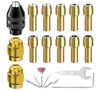 ZHUROUPU Juego de Pinzas para portabrocas, Accesorio para portabrocas de Herramienta rotativa para Dremel, 17 Piezas, sustitución de vástago de 0,8-3,2 mm, Tuerca metálica de latón M8 de 8 mm