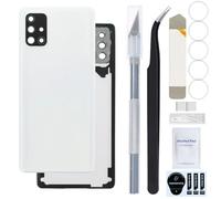 ZHUROUPU Tapa de batería Trasera de Repuesto para Galaxy A71 4G SM-A715F, Tapa Trasera de plástico de Repuesto para Galaxy A71 4G con Lentes de cámara preinstaladas/Cinta (Blanco)
