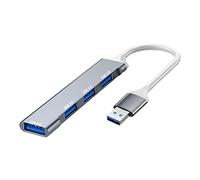 ZHUTA Hub USB (4 en 1) | 4 Puertos USB-A Ultra Slim Portable Aluminio Hub | Base de Carga para portátil | Adaptador multipuerto Compatible con PC MacBook Pro Air Mini DELL HP Keyboard Mouse Flash
